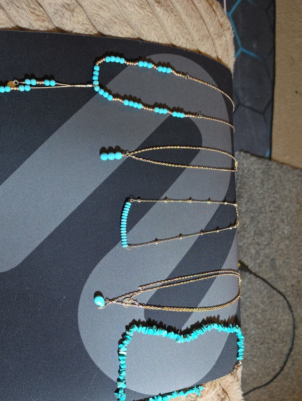 Gold-Plated Turquoise Beaded Necklace Set - Women Jewelry